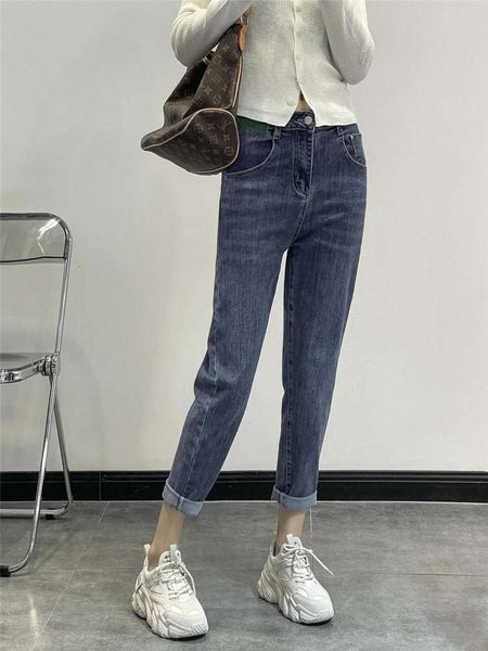 

slim fit leggings elastic cotton denim autumn and winter pants women's wear, Blue