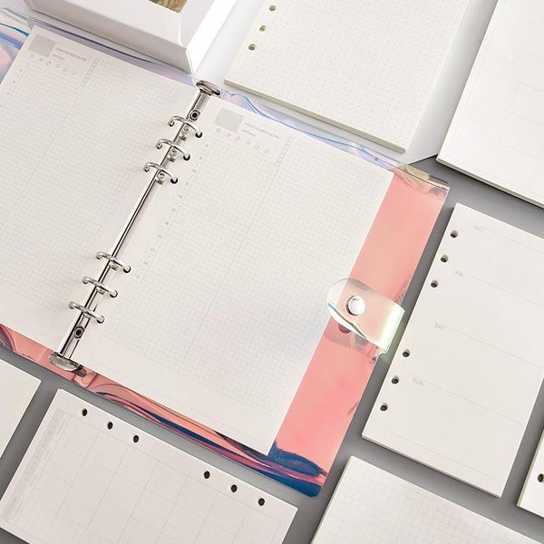 

notepads 45 sheets business a5 a6 loose leaf notebook refill spiral binder index inside page monthly weekly to do list paper stationery, Purple;pink