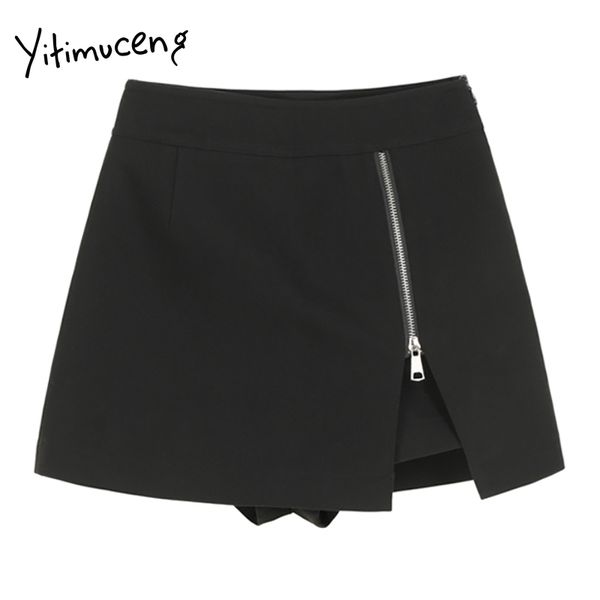 

yitimuceng irregular skirt for women zipper casual high waist casual mini black clothing summer korean fashion skirts 210601