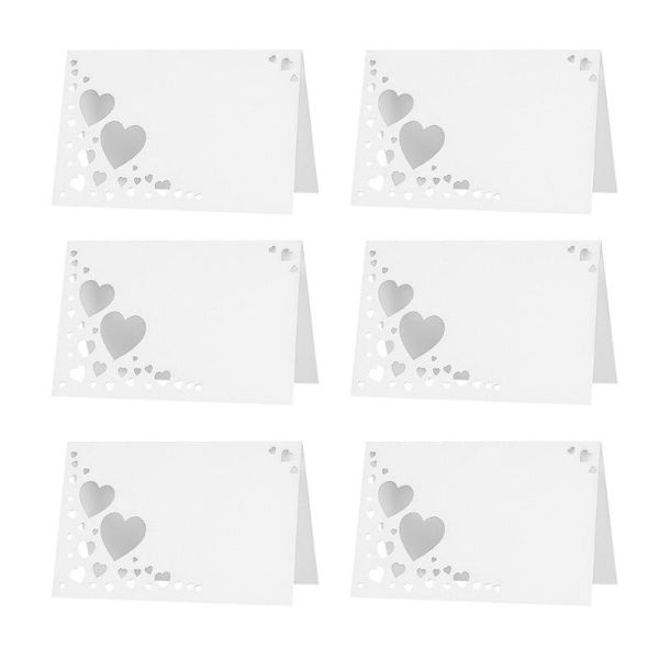 

50pcs heart hollow name place cards wedding guest white greeting