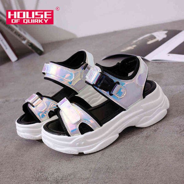 

open-toed women sport sandals wedge hollow out women sandals outdoor cool platform shoes women beach summer shoes 2021 new y220526, Black