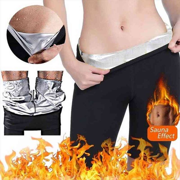 

sweat sauna pants body shaper weight loss slimming pants women waist trainer tummy thermo sweat leggings fitness workout, Black