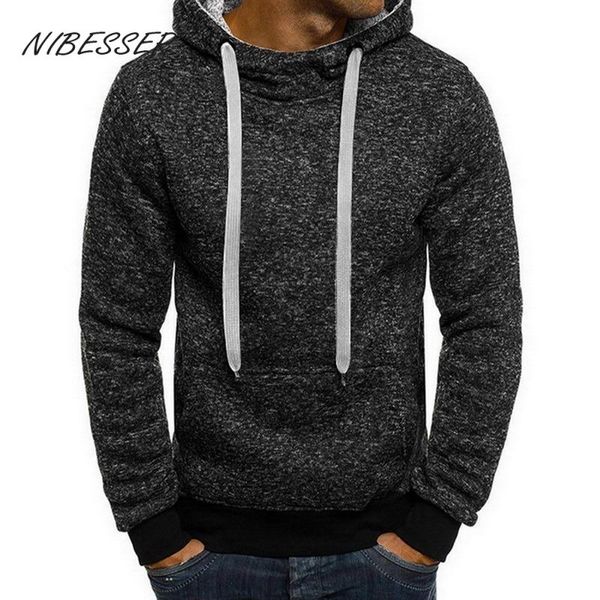 

men's hoodies & sweatshirts nibesser fashion brand 2021 spring autumn male casual solid color sweatshirt streetwear, Black