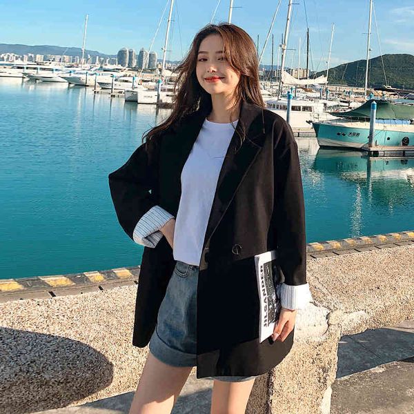 

women's suits & blazers casual female jacket cufflinks, spring with an inlaid collar, elegant, for fall 510v, White;black