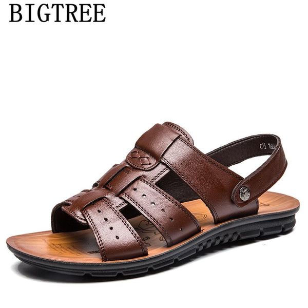 

big size mens sandals summer gladiator for genuine leather slides 47 zapatos de hombre erkek ayakkabi, Black
