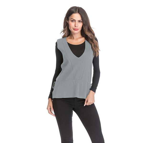 

women's vests autumn sweater knit v neck vest waistcoat female lace-up knitted pullover sleeveless women 2021, Black;white