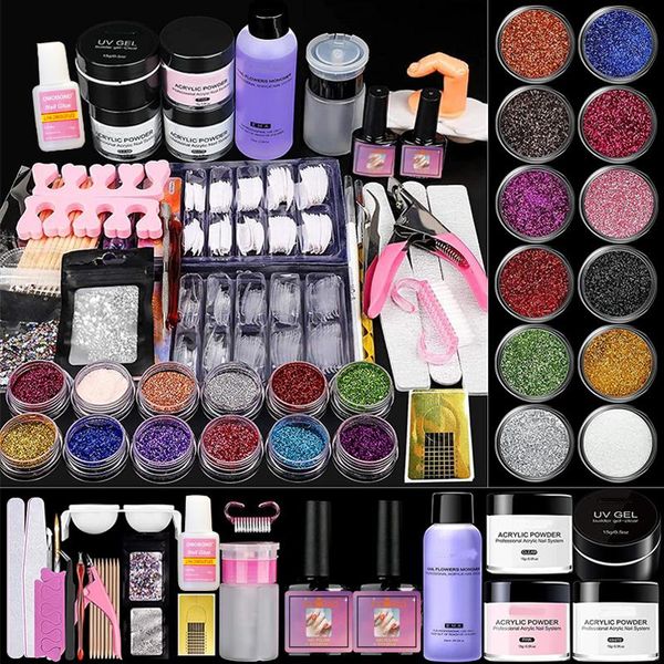 

nail art kits full acrylic kit powder and liquid set glitter manicure with brush tips for nails extension