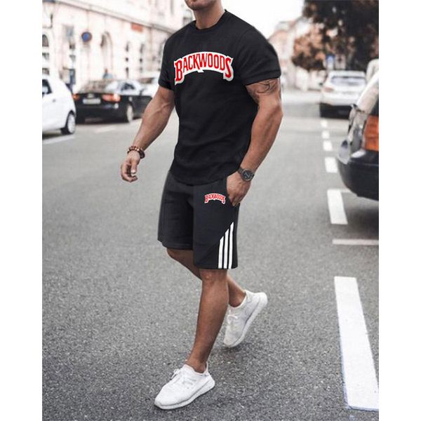 

english men s sports suit short-sleeved t-shirt with shorts, comfortable, breathable and dry, daily leisure sports, Gray