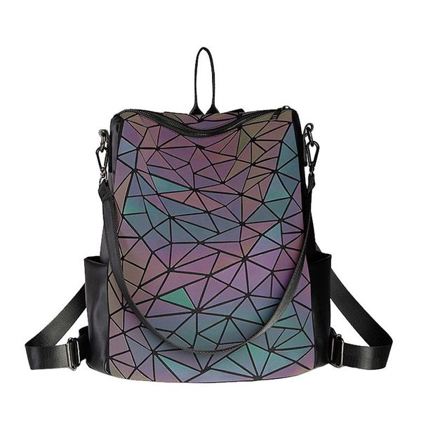

outdoor bags luminous men backpack women school lattice travel shoulder bag for student's hologram sac a dos