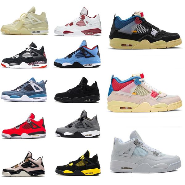 

4 4s mens basketball shoes university blue white oreo shimmer red thunder metallic purple black cat paris bred men women sneakers trainers