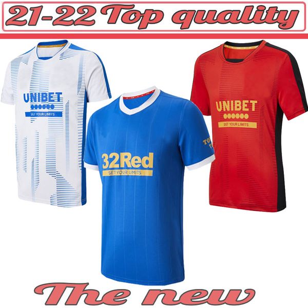 

rangers 21 22 glasgow soccer jerseys thailand men + kids 2021 2022 maillots de foot morelos defoe hagi barker football shirts kits, Black;yellow