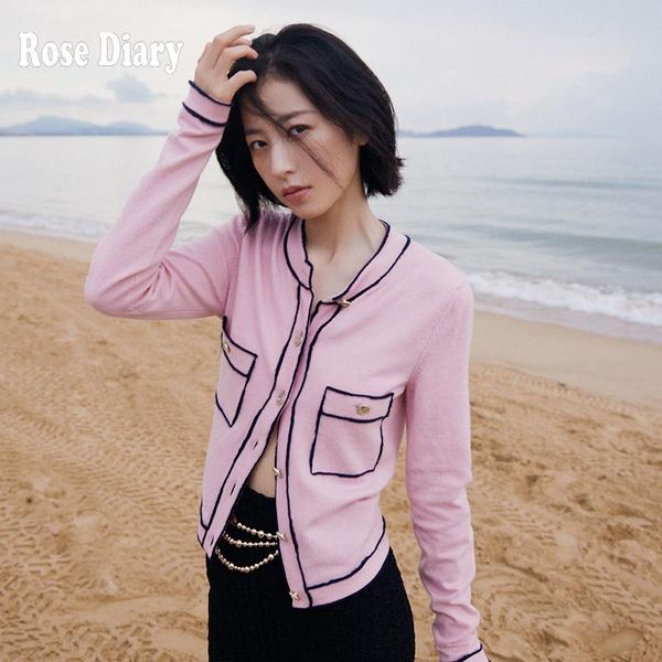 

women's knits & tees rosediary pink knitted cardigan sweater with button women long sleeve casual knitwear outwear pocket female elegan, White