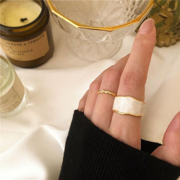 

wedding rings cream gentle color retro drop glaze phnom penh bread shape high sense handmade ring, Slivery;golden