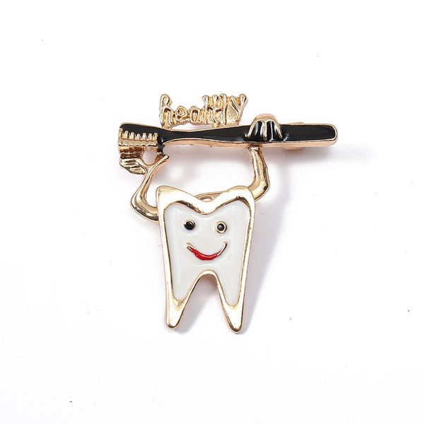 Bonito Dentes Dentes Broche Pins Enamel Toothbrush Pin Crachá Broche Dente Broche