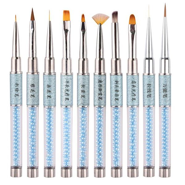 

nail brushes 10pcs manicure pen marker nial line drawing brush portable, Yellow