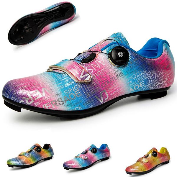 

night vision non-slip mtb road bike cycling shoes outdoor riding absorption 5d colorful bicycle lock footwear, Black