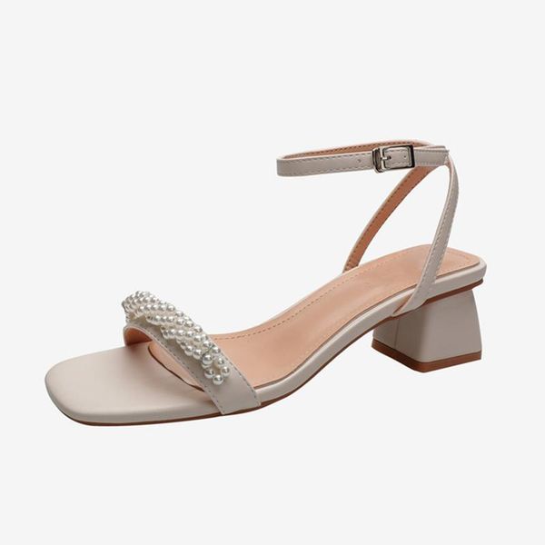 

sandals summer casual square heels ankle-wrap buckle strap fashion women 2021 women's shoes, Black
