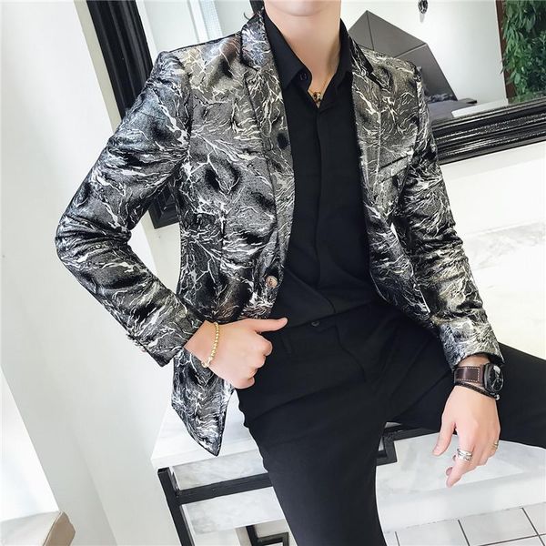 

men's suits & blazers silver sequin slim blazer velvet 2021 designer singer stage costume plus size 5xl men fit, White;black