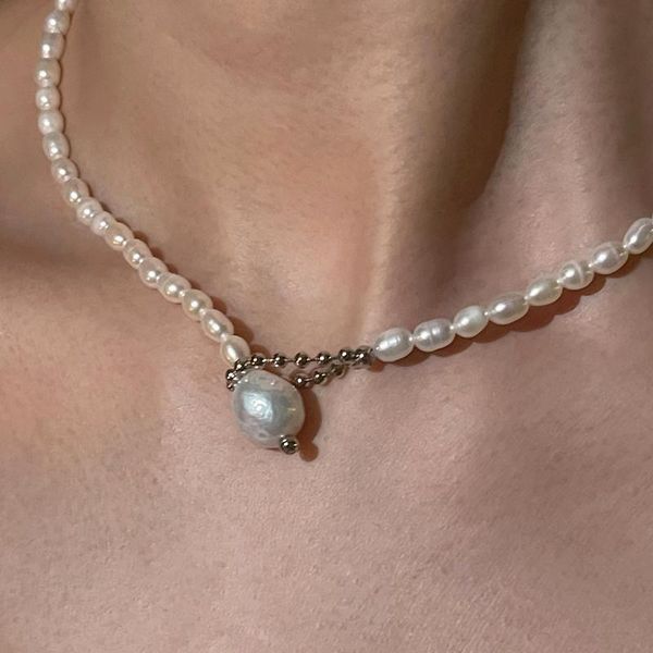 

chokers advanced sense natural retro gold pearl baroque freshwater choker neck necklace temperament woman, Golden;silver