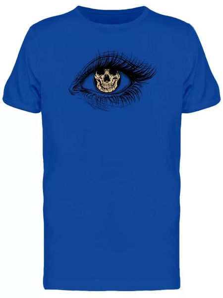 

skull on and eye iris men's tee -image by shutterstock, White;black