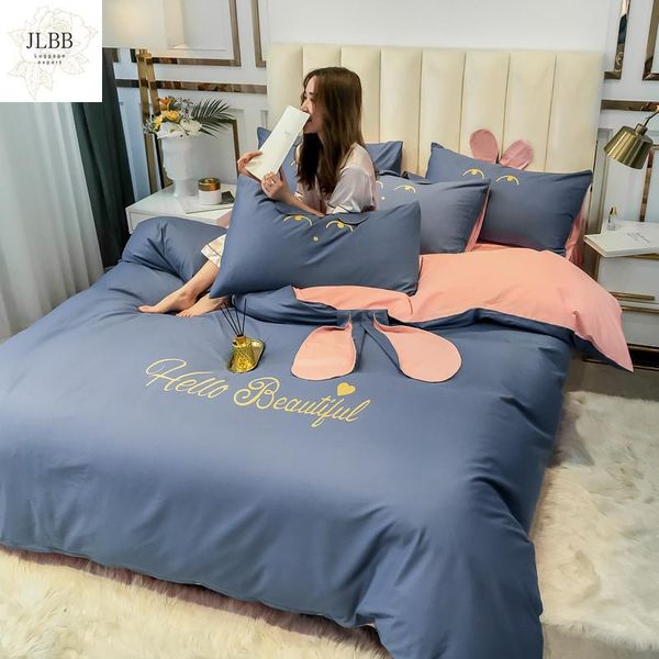 

bedding sets 60s egyptian cotton set embroidered princess wind ears cute duvet coverpillowcases fitted sheet flat sheetl