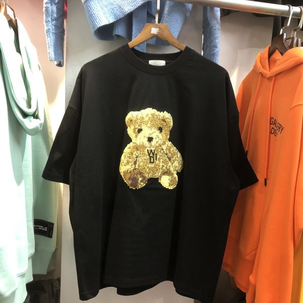 

men's t-shirts 2021ss summer embroidered bear we11done t shirt of women men welldone superior t-shirts large size, White;black