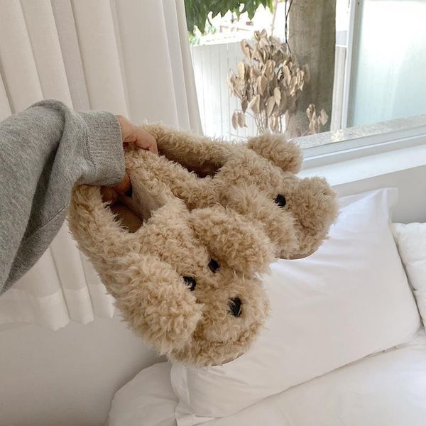 

shoes woman cotton slippers women's cute cartoon animal indoor anti-slip warm plush household extra-large size, Black