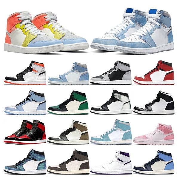 

sell original jumpman 1 basketball shoes 1s obsidian unc fearless flight university blue red backboard sport sneaker trainer men women eur 3, Black