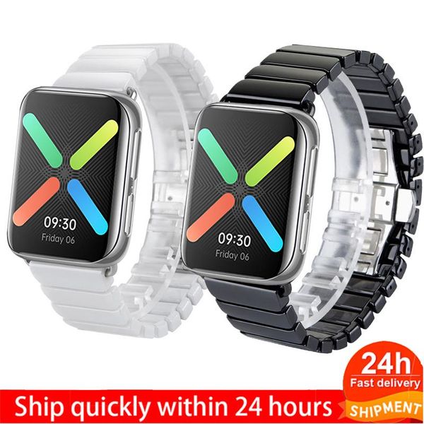 

watch bands ceramic strap for oppo 41mm 46mm replacement accessories stainless steel butterfly bracelet band, Black;brown