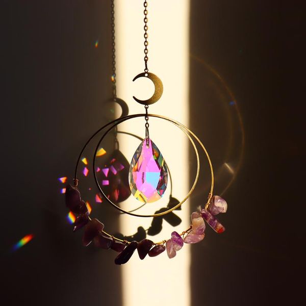 

decorative objects & figurines sun catcher lighting window curtains pendant wind chimes crystal moon circle hanging metal home garden car de
