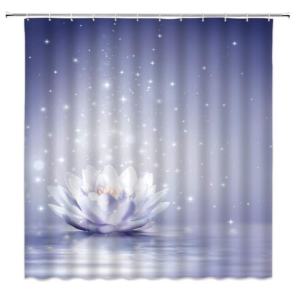 

asian lotus shower curtain magic waterlily floral water ripple art print spa zen themed, 70x70 inch polyester fabric bathroom