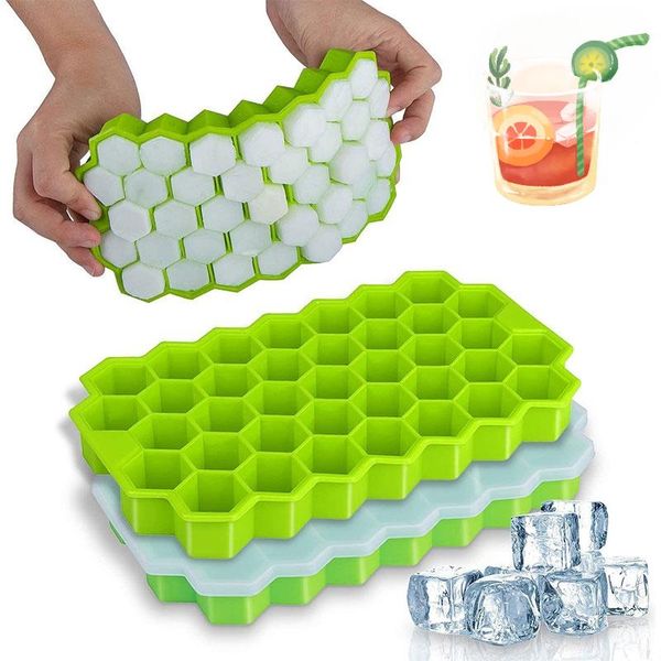 

honeycomb ice cube trays with removable lids silica gel mold bpa multi-color soft glue is easy to clean baking moulds
