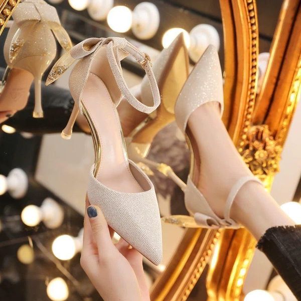 

dress shoes sense ladies high heels 2021 designer office stiletto pointed toe fashion wedding party a3-89, Black
