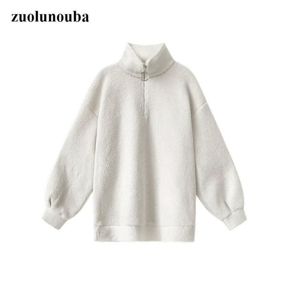 

women's hoodies & sweatshirts 2021 winter lamb velvet half high collar plus women sweatshirt sweet solid color comfortable warm ladies, Black