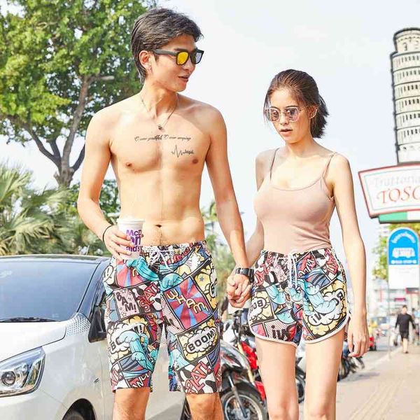 

summer new beach pants men's and women's korean casual couple's loose fashion shorts