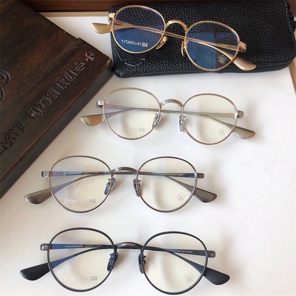 

viper glasses new heart circle carved flat lens personality pure titanium myopia ultra light men's and women's glasses frame ch806, White;black