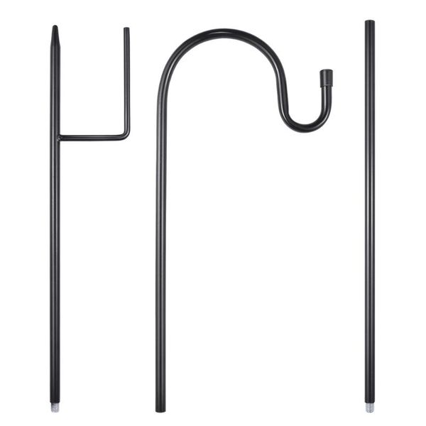 

hooks & rails yardwe shepherd hook plant garden stake outdoor stand hanger for hanging plants solar lights bird feeders (black)
