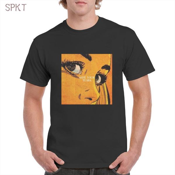 

men's t-shirts the weeknd cover save your tears t shirt women aesthetic retro cartoon graphics 100% cotton female/man t-shirt, White;black