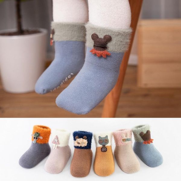 

socks winter cute born accessories cartoon thicken baby girl boy toddler brushed foot calcetines recien nacido, Pink;yellow