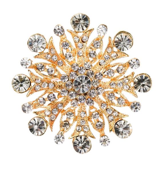 Spilla con fiocco di neve in cristallo pieno Bomboniera Fiore con strass Applique Artigianato fai-da-te Decorazioni per matrimoni Accessori per capelli Creazione di gioielli Argento oro