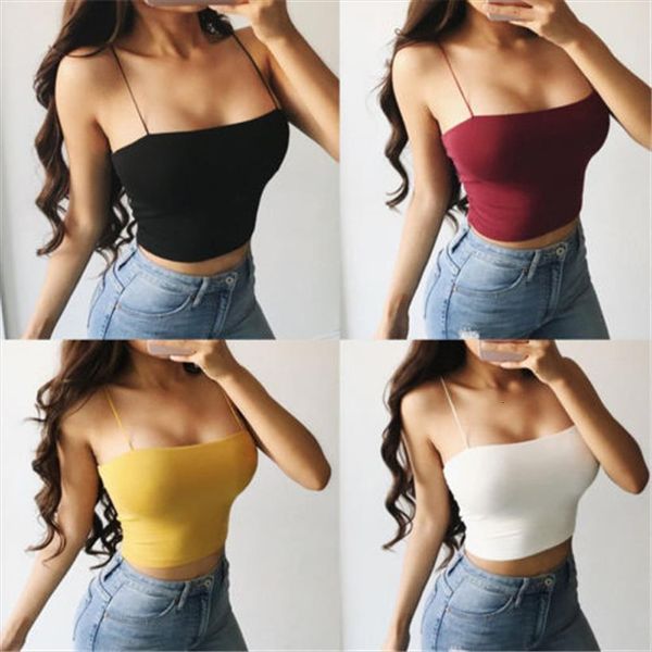 

summer crop womens cami straps solid fitness casual white black 7 color s l