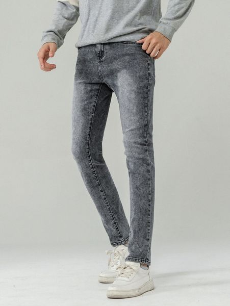 

men bleach wash tapered jeans x27x#, Blue