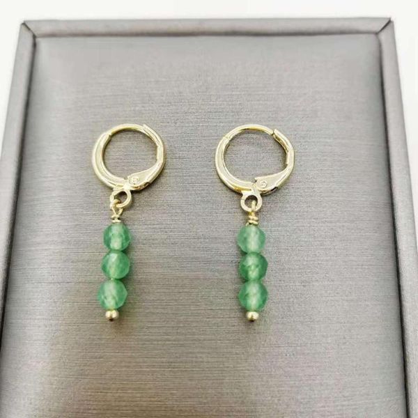 

faceted emerald bar earrings simple classic natural stones 14k gold filled hoops exquisite elegant drop for women gift dangle & chandelier, Silver