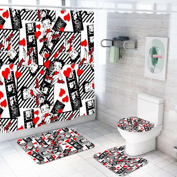 

shower curtains high resolution betty boop waterproof bathroom set with hooks 3d print cartoon polyester curtain bath mat