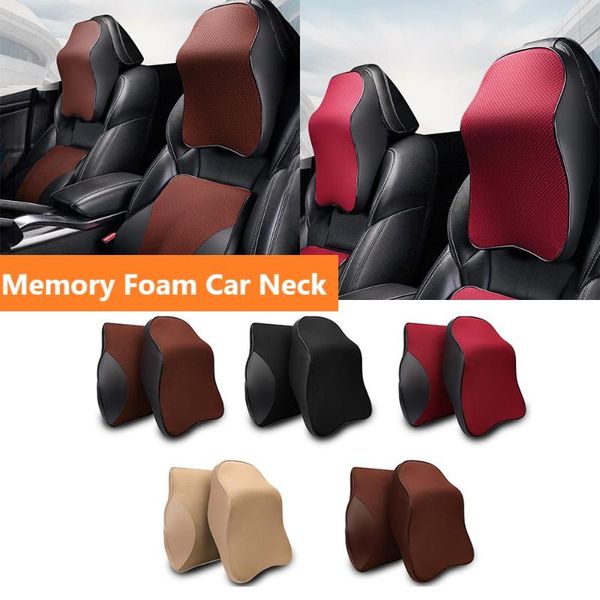 

seat cushions 2pcs memory foam car neck headrest back pillow breathable pain relief auto lumbar support waist cushion interior