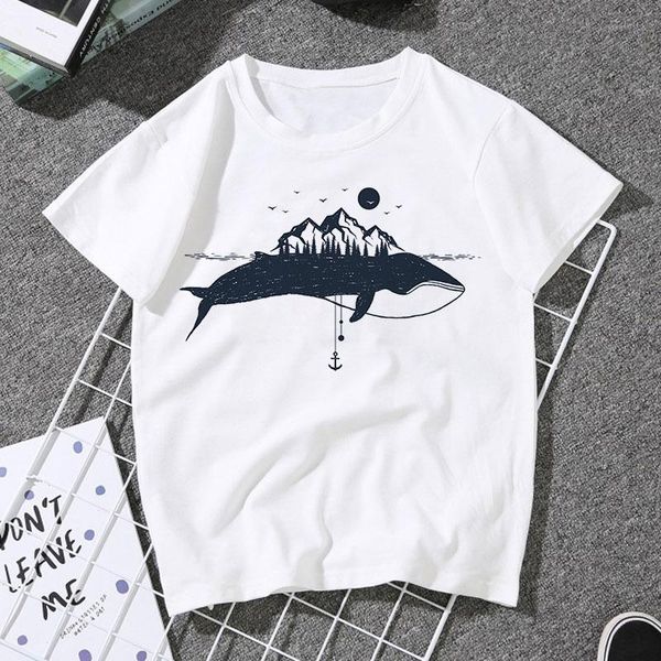 

women's t-shirt women vintage streetwear casual vegan vogue aesthetic printed gothic tshirt whale harajuku summer t shirt, White