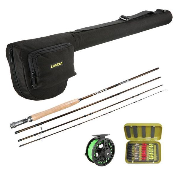 

portable lightweight fishing rod reel combo kit set starter package 4-piece pole with bonus case boat rods