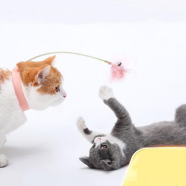

collar funny cat toy feather teaser stick bells interesting automatic foot interactive cats kitten toys
