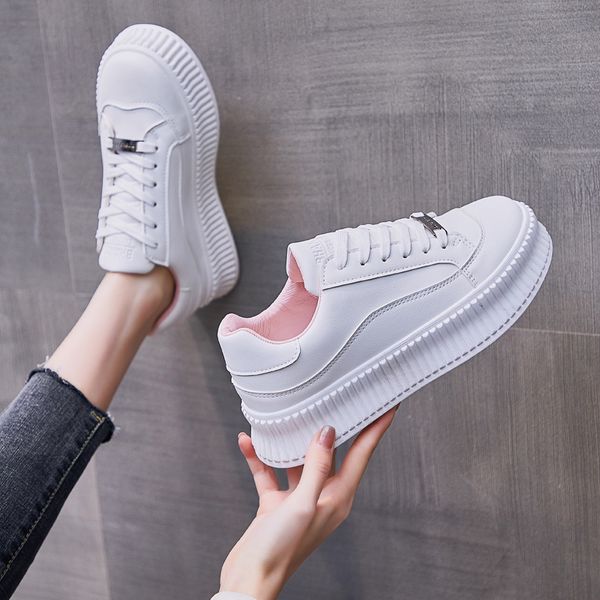 

fashion white shoes thick bottom board sports sneakers trendy women's casual trainers outdoor jogging walking size 36-40