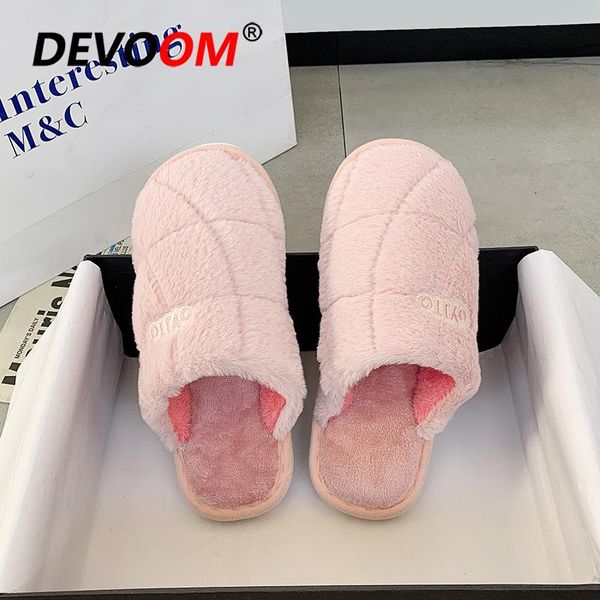 

winter couple waterproof sneaker slipper home slippers furry slides women fluffy indoor woman cotton house shoes, Black